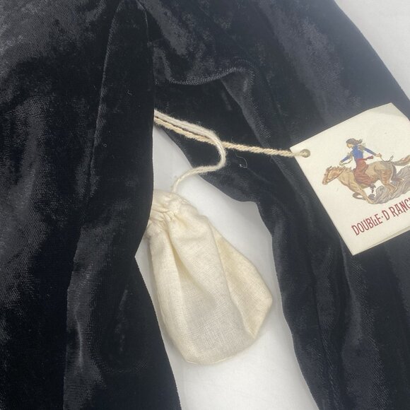 Double D Ranch VTG Size M Western Crushed Velvet Jacket Black RARE Shoulder Pads - Picture 6 of 16